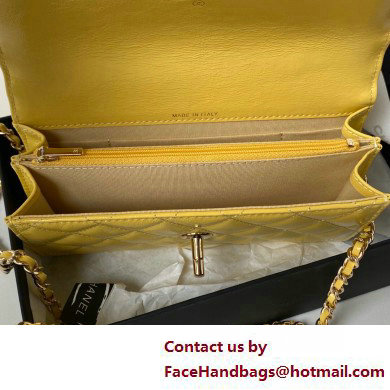 Chanel Shiny Crumpled Lambskin, Imitation Pearls  &  Gold-Tone Metal Clutch with Chain Bag AP3803 Yellow 2025